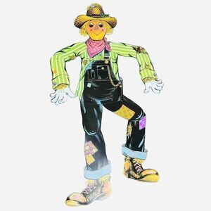 Vintage 1980 Beistle Large 52" Scarecrow Jointed Die Cut Halloween Fall Autumn